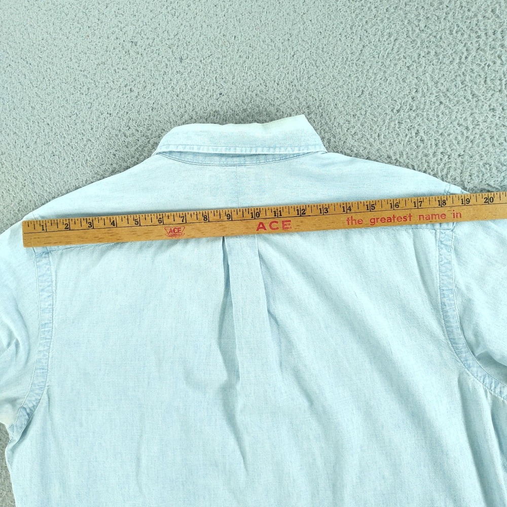 Ralph Lauren Shirt Men Large Light Blue Denim Custom Fit Button Down Long Sleeve - Picture 16 of 16